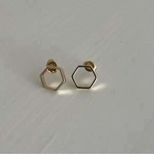 Hexagon Gold Earrings from Chelsea Market NYC